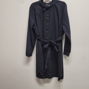 ASOS DESIGN Maternity Black Cotton Long Sleeve Belted Shirt Dress Womens US 16